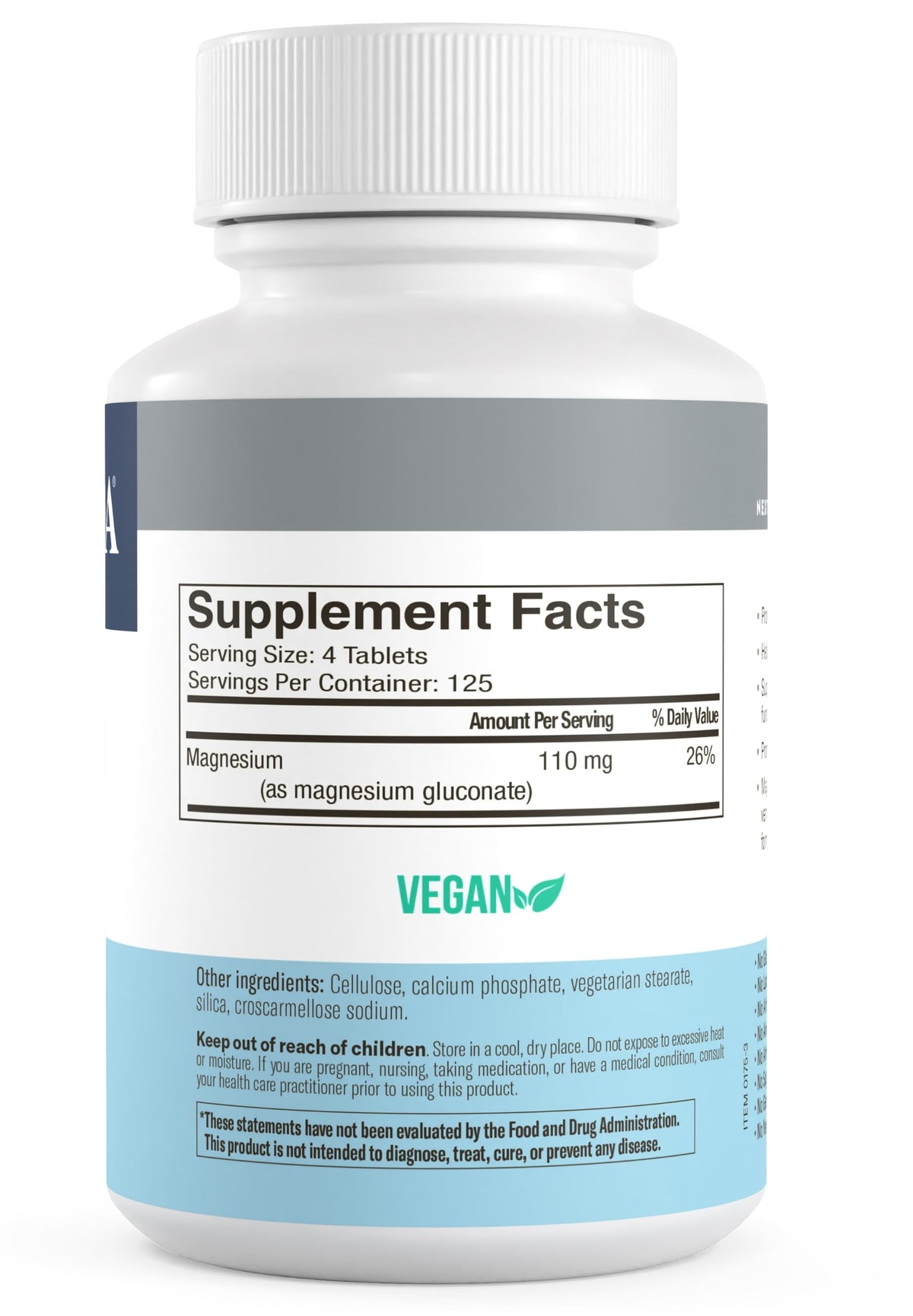 Freeda Magnesium Gluconate Vegan Supplement - 100 Tablets - Gentle and Highly Absorbable Magnesium Gluconate Supplement - Supporting Bone, Nerve & Muscle Function