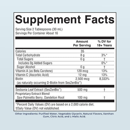 MARYRUTH'S Daily Liquid Hair Formula - With 500 mg SesZenBio + 2,500 mcg Biotin - Vitamin C - Thicker, Stronger Hair for Women - Hair, Skin, & Nail Health - Collagen Production - 16 Fl Oz