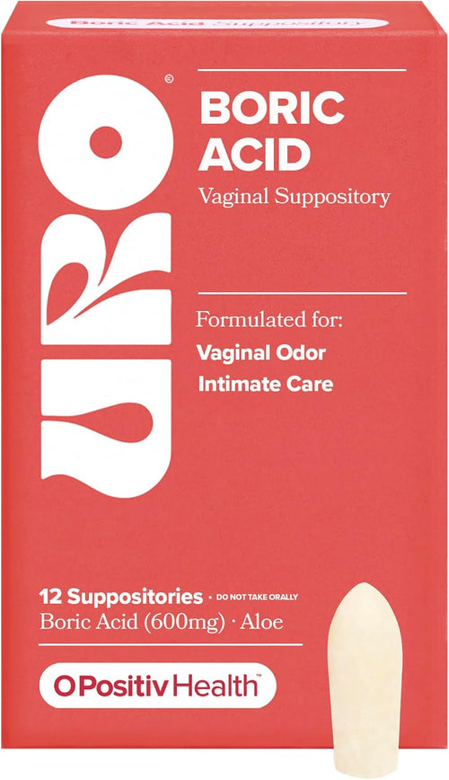 O Positiv URO Boric Acid Vaginal Suppository with Lactic Acid - 12 Ct