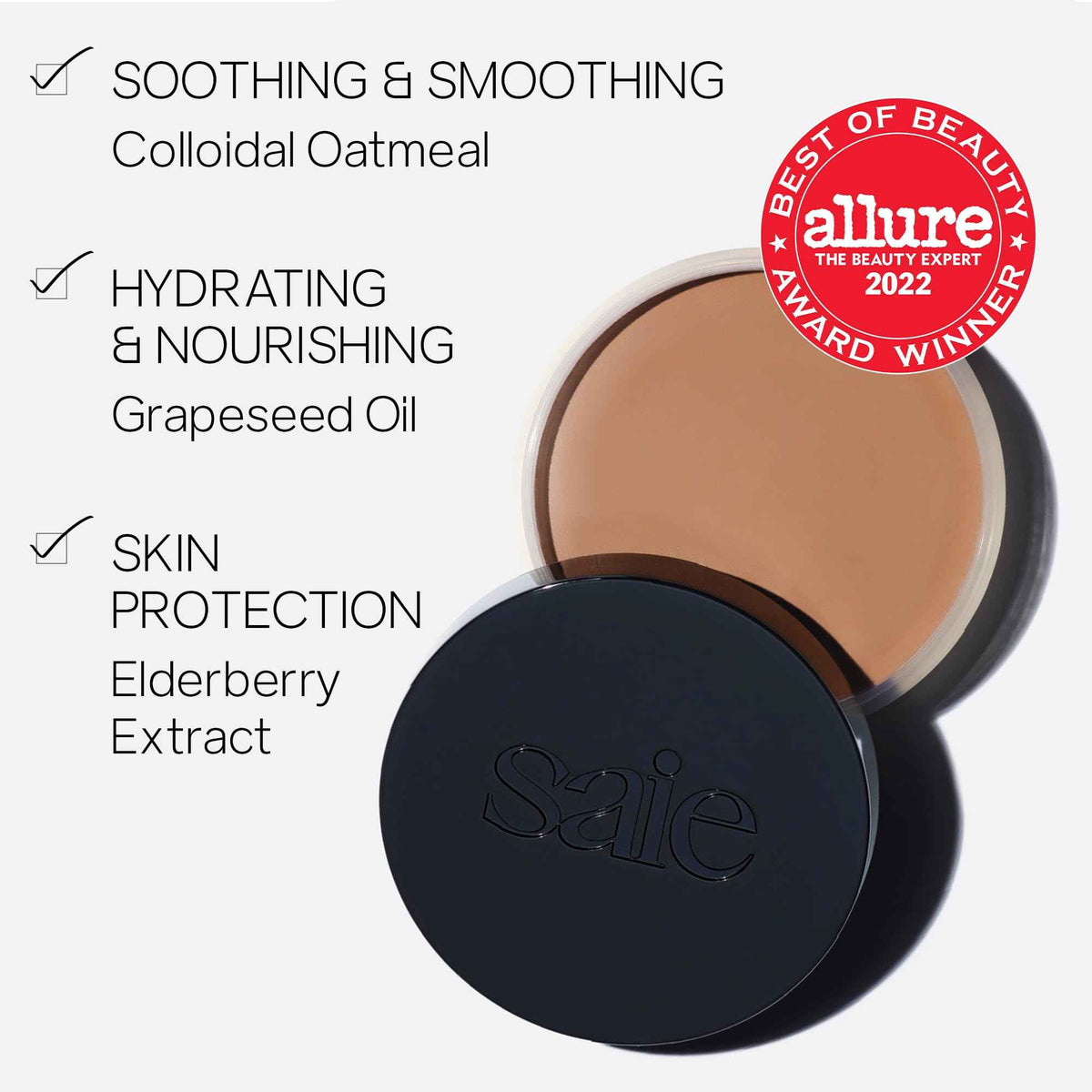 Saie Sun Melt Cream Bronzer - Buildable Balm Face Bronzer for Effortless Sculpting - Cream Contour Enriched with Vitamin C, Nourishing Skincare Ingredients & a Natural Finish - Tan Bronze (1 oz)