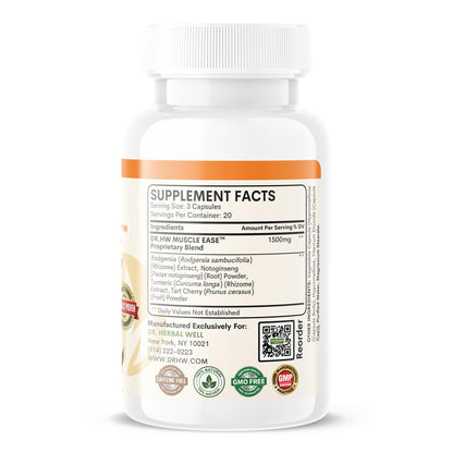 DR.HERBAL WELL Muscle Ease - Joint, Muscle & Nerve Support Fast Acting Relax Comfort Recovery Natural Herbal Supplement - (60 Capsules) MAX-Strength