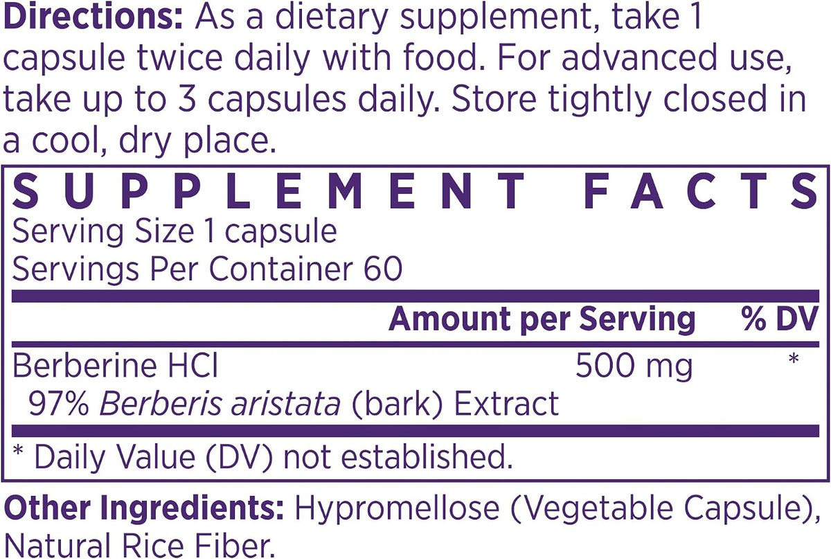 NAOMI Himalayan Berberine 500mg - Supports Healthy Metabolic Function & Balanced Lipid Profile - Patented HIMABERB, 97% Pure Berberine HCl, Supports Healthy Energy, 60 Capsules, 1-Month Supply