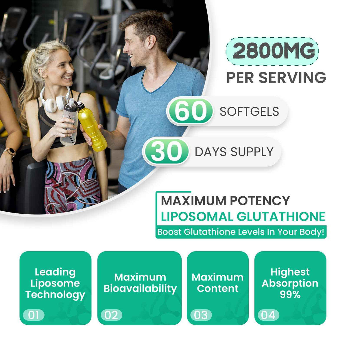 inGreens 2800 MG Liposomal Glutathione Supplement, Detoxifying & Immune, Aging Defense, Energy, Glutathione Unique Formulation Reduced inGreensBuy Supplements Australia