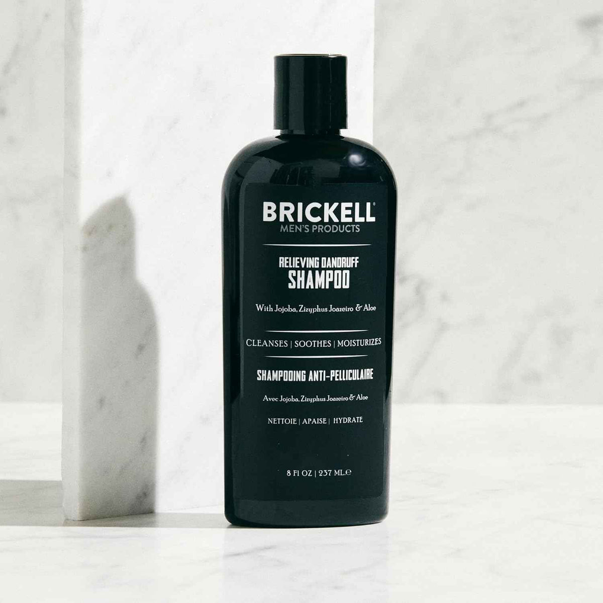 Brickell Men's Relieving Dandruff Shampoo For Men, Soothes and Eliminates Dandruff With Salicylic Acid, Ziziphus Joazeiro, and Aloe, 8oz, Scented