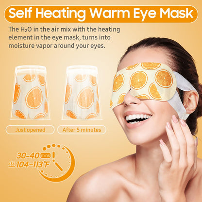 BeHoomi Self Heating Steam Eye Mask – Orange Scented Warm Compress Heated Eye Mask for Sleep, Spa & Relaxation (20 Pack)