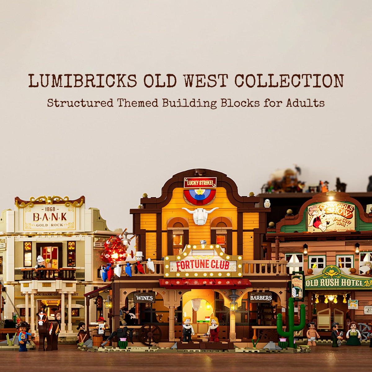Lumibricks Western Fortune-Club-Saloon Lighting Building Set, 2782 Pcs