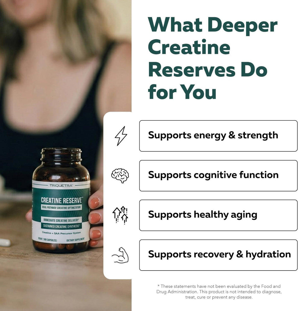 Creatine Reserve - Creatine Monohydrate Plus GAA for Mind, Muscle & Energy Support - Dual Pathway Delivery Creatine Supplement for Women & Men - Active B Vitamins & Taurine, Non-GMO (1 month supply)