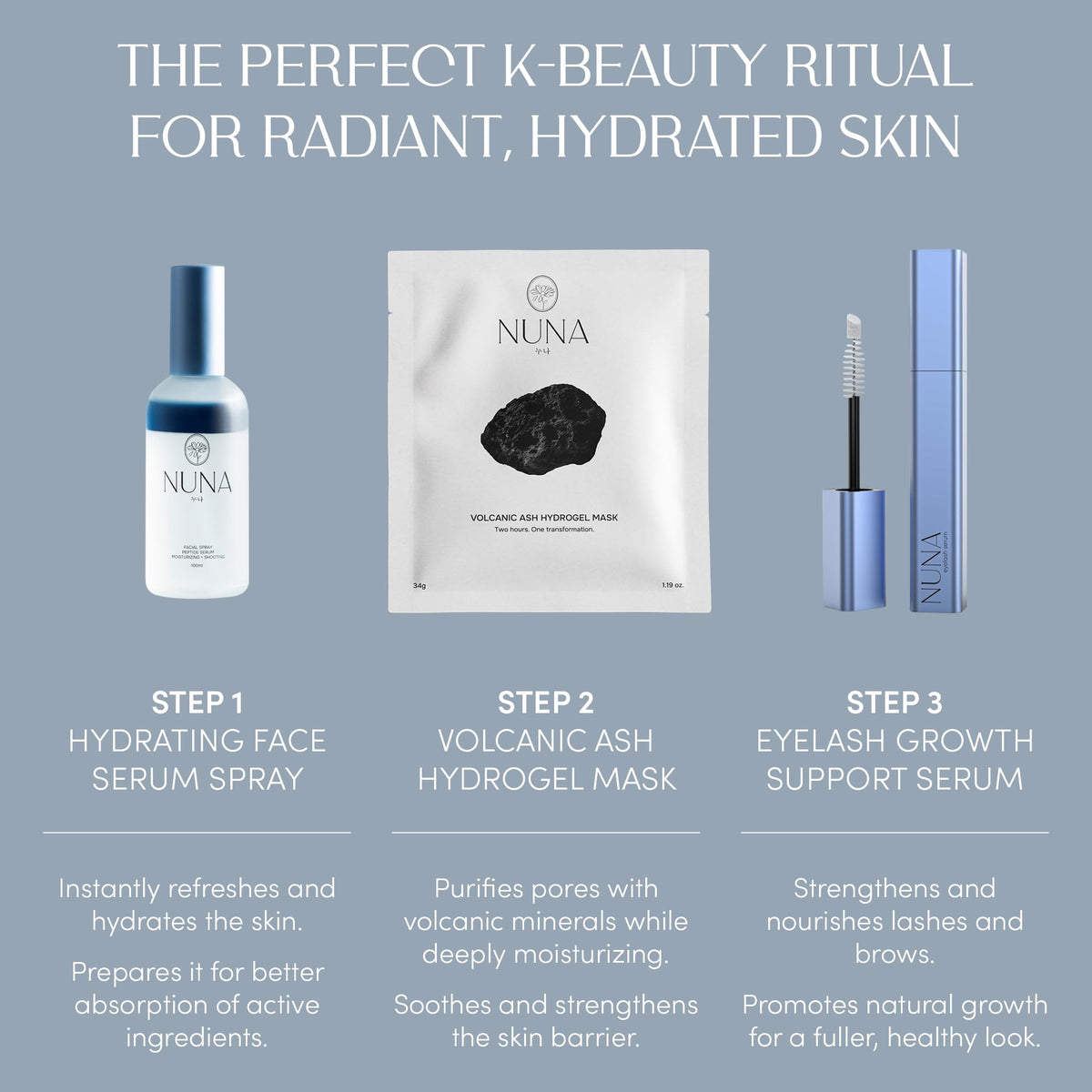 NUNA Eyelash Growth Support Serum 6ml - Eye Lash and Eyebrow Enhancing Serum for Women & Men with Biotin - Korean Multi Peptide & Natural Extracts