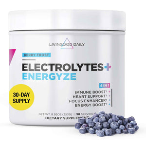 Livingood Daily Electrolytes Powder Strawberry Lemonade, 30 Servings - 4in1 Hydration Powder with Vitamin C, Taurine, D Ribose & FOS, Sugar Free Electrolyte Drink Mix, Keto, Gluten Free - Made in USA