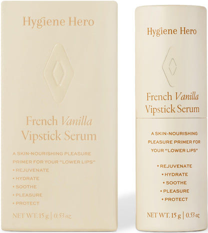 Hygiene Hero Vipstick Sexual Enhancer for Women | Intimate Grooming and Daily Soothing Serum for Vulva | Soothe, Hydrate and Protect Your Labia, French Vanilla, 0.53oz