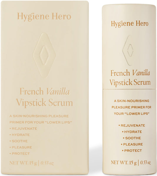 Hygiene Hero Vipstick Sexual Enhancer for Women | Intimate Grooming and Daily Soothing Serum for Vulva | Soothe, Hydrate and Protect Your Labia, French Vanilla, 0.53oz