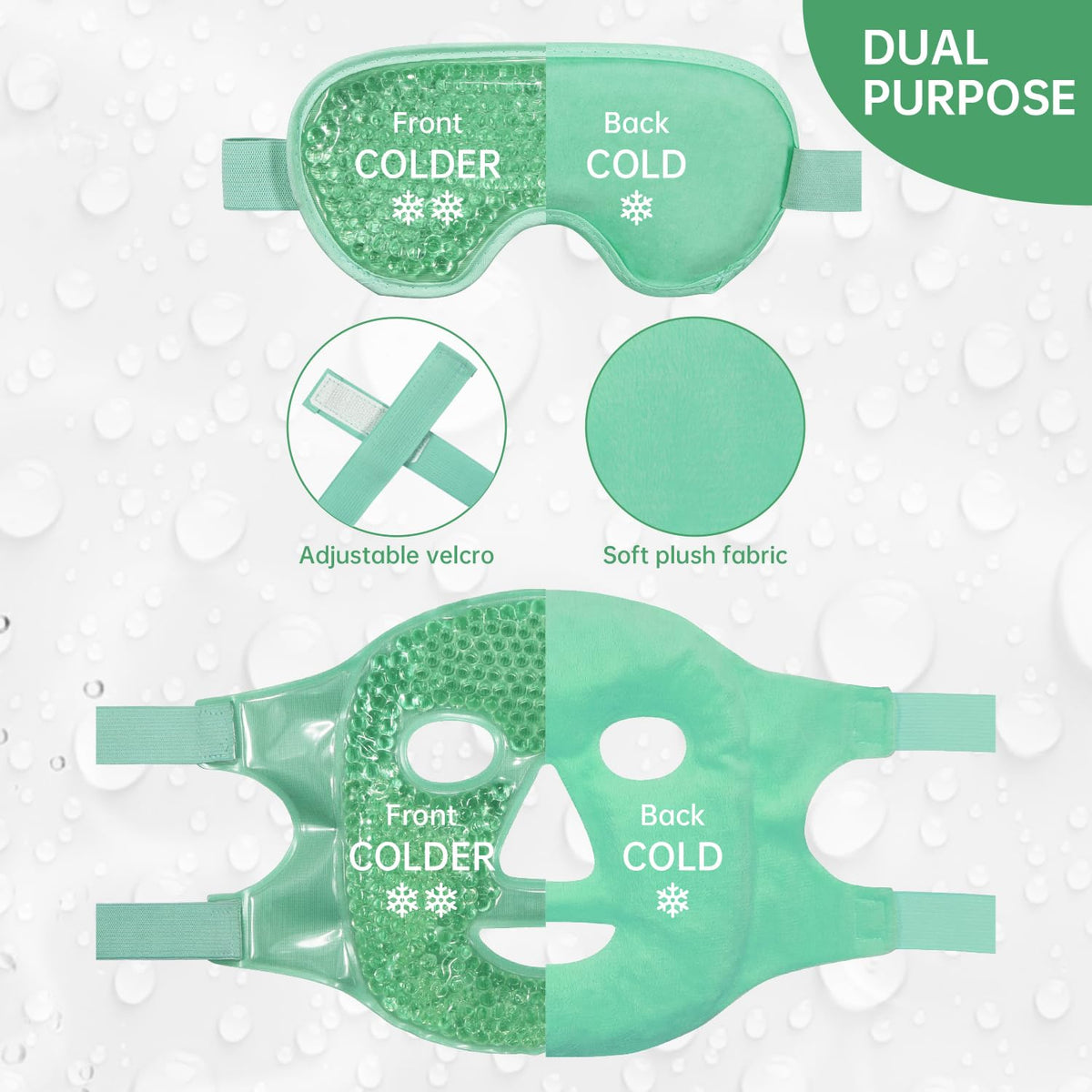 ZNÖCUETÖD Cooling Ice Face & Eye Mask – Luxury Gel Hot/Cold Pack for Puffiness, Sinus Relief, Dark Circles & Migraines | Soft Plush Backing