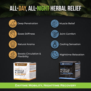 PHYTEWELL Muscle & Joint Rub Balm - Day & Night Pain Relief for Back, Knee, & Shoulder - Crafted with Arnica, Clove & Black Pepper to Support Recovery & Relaxation – Premium Non-Greasy Texture PHYTEWELLBuy Supplements Australia