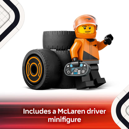 LEGO City F1 Driver with McLaren Race Car Toy - Model Car Building Toy Kit for Kids, Boys and Girls, Ages 6+ - F1 Collectible for Fans - with a Driver Minifigure - Gift Idea for Birthdays - 60442