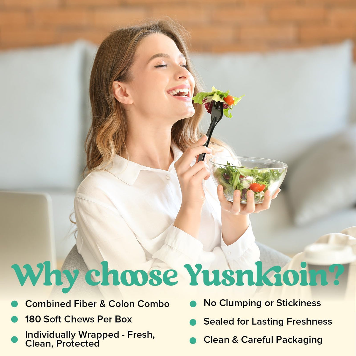 Yusnkioin Fiber Gummies & Colon Gentle Cleanse - 180 Soft Chews Fiber Gummies for Adults, 50 B Probiotics, Psyllium Husk & Senna - Colon Detox Cleanse for Gut Health, Regularity & Bloating Relief