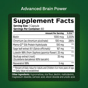 GREEN VALLEY NATURALS - Advanced Brain Power - Supports Healthy, Normal Brain Function, Focus and Concentration, clinically formulated to Support Healthy Brain Clarity. (1 Bottle, 60, Count) GREEN VALLEY NATURALS buy supplements Au