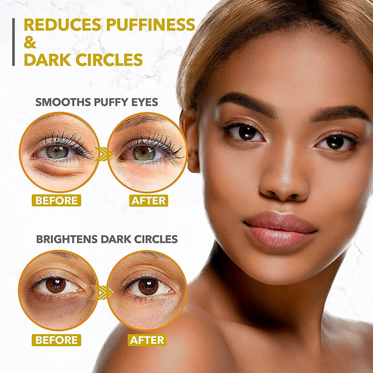 Arvesa 24K Gold Under Eye Mask Patches – Dark Circles, Puffiness & Wrinkle Treatment (30 Pairs)