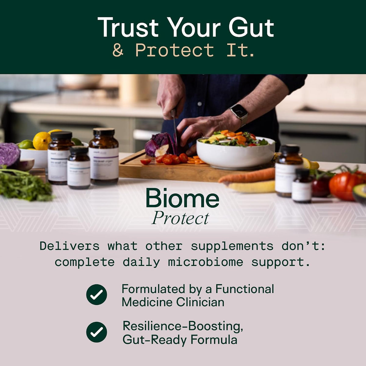 Adapt Naturals 4-in-1 Biome Protect Prebiotics, Probiotics, Postbiotics - & Polyphenols Supplement for Microbiome - Supports Immune & Gut Health, & Mental Clarity for Women & Men - 30 Day Supply