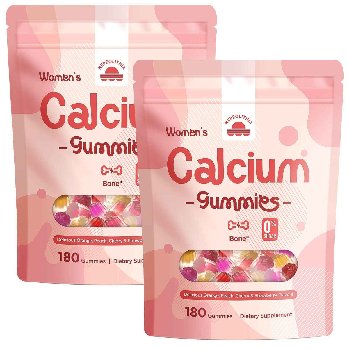 Calcium Gummies for Women - 1500mg Calcium Citrate with Vitamin D3, K2, Magnesium, Zinc, Boron & Soy Isoflavones - Calcium Supplement, Vegan, Zero Sugar, Mixed Fruit Flavors, 360 Count
