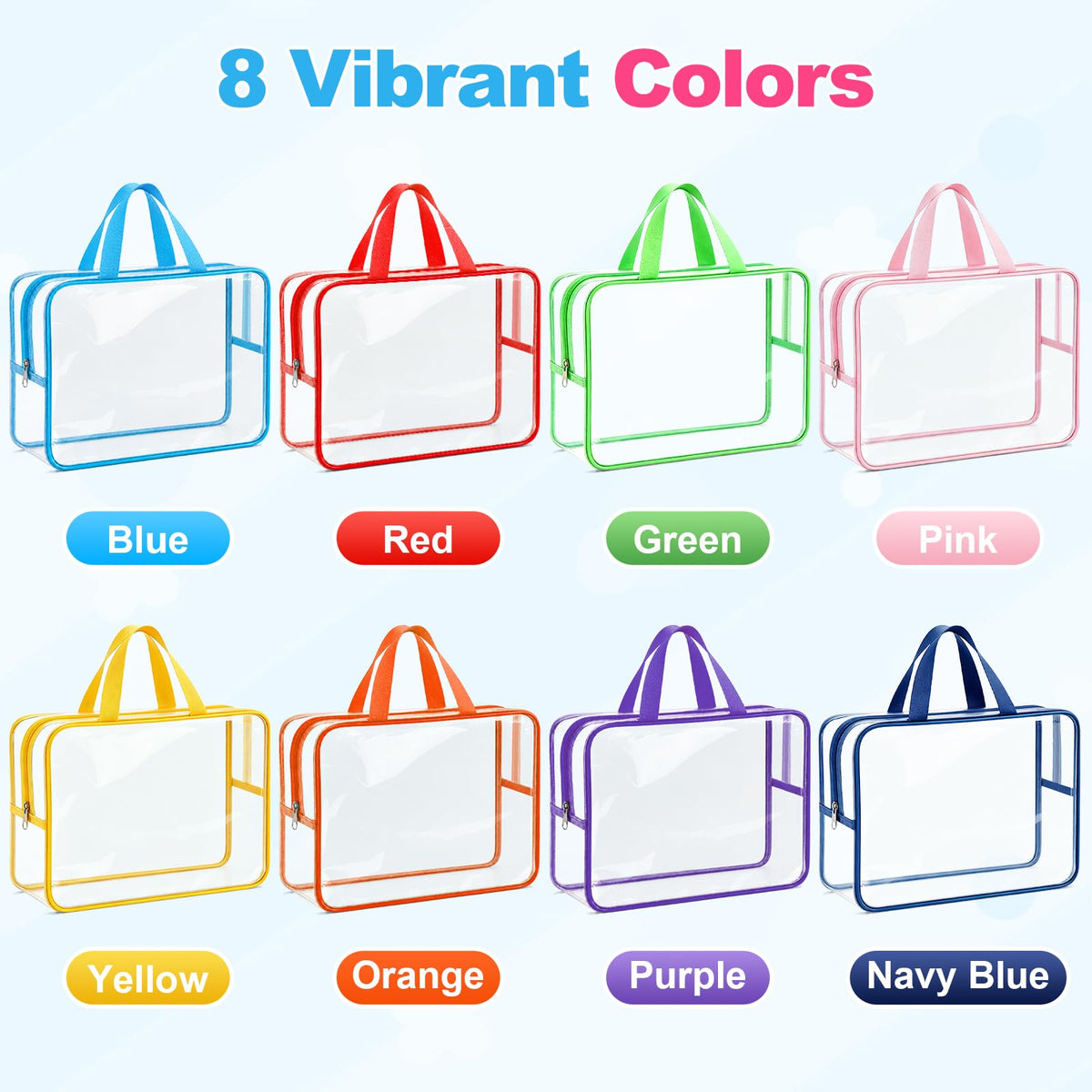 Etbndta 8 Pack Clear Toy Storage Bags with Zipper, Large Capacity PVC Plastic Toy Organizers and Storage for Puzzles, Lego Blocks, Board Game, Magnatiles, Stackable Bags with Labels for Home, Travel