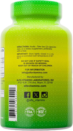 ALFA VITAMINS Moringa with Vitamin B6 Nutrient-Rich Superfood Supplement with Antioxidants & Essential B Vitamins - 100 Capsules (2-Pack)