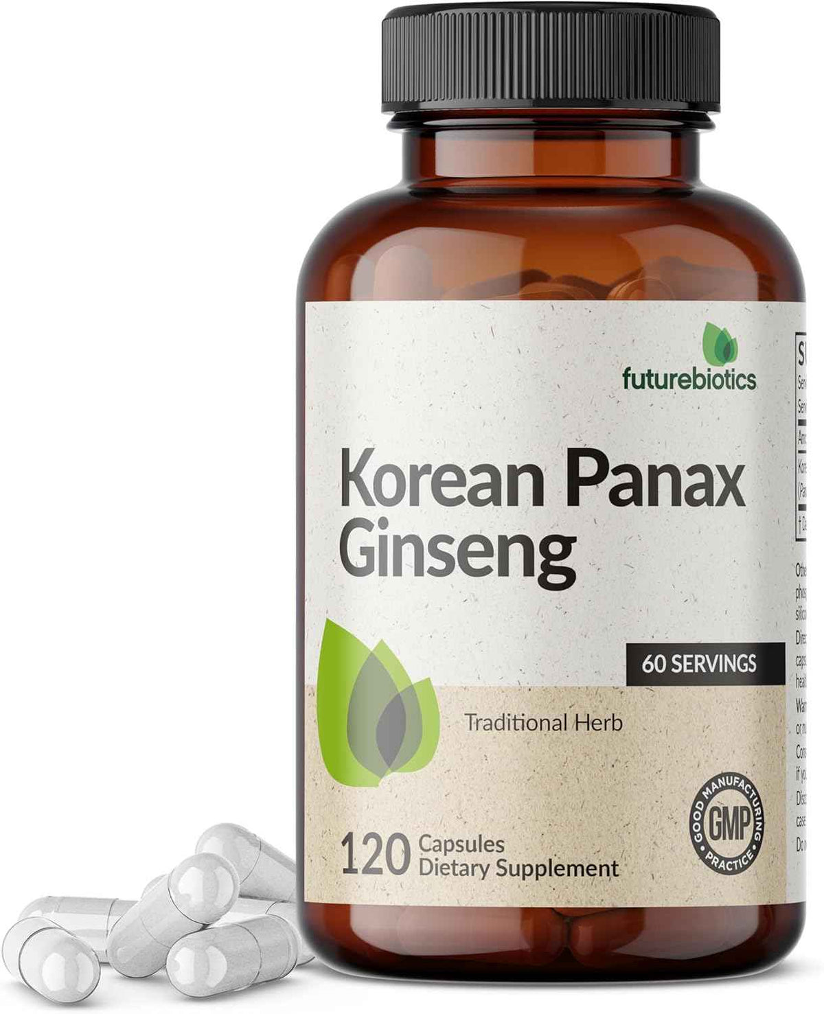Futurebiotics Korean Panax Ginseng Energy, Memory & Brain Health Support, Non-GMO, 120 Capsules