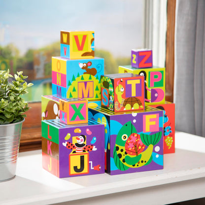 Melissa & Doug Deluxe 10-Piece Alphabet Nesting and Stacking Blocks - FSC Certified