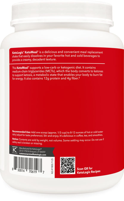 KetoLogic Keto Meal Replacement Shake Powder (Chocolate) 20 Servings