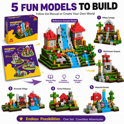 Magnetic Building Blocks 200PCS, 0.8in Stacking Cubes STEM Toy Kids Ages 3+