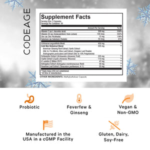 Codeage Clearhead Echinacea+ Supplement - Echinacea, Schisandra, Feverfew, Coptis, American Ginseng, Astragalus, Garlic, Probiotics, Vitamins C & D3, Zinc, Selenium - Clear Head Vitamin - 90 Capsules CodeageBuy Supplements Australia