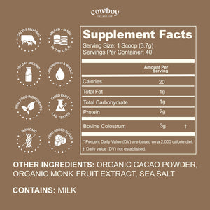 Cowboy - The Exclusive 1st Milking, Whole, Grass Fed Colostrum Supplement for Full Body Health - Sugar Free Bovine Colostrum Powder Packed with Bioactive(Vanilla & Chocolate) Nutrients COWBOY COLOSTRUM buy supplements Au
