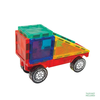 Crayola PIP-Mobiles Rolling Chassis Accessory for Magnetic Building Tiles – Add Wheels to Crayola PIP-Tile Sets – STEM Learning Toy for Kids Ages 3+ – Creative Educational Travel Toy - 2-Pack (Bold)