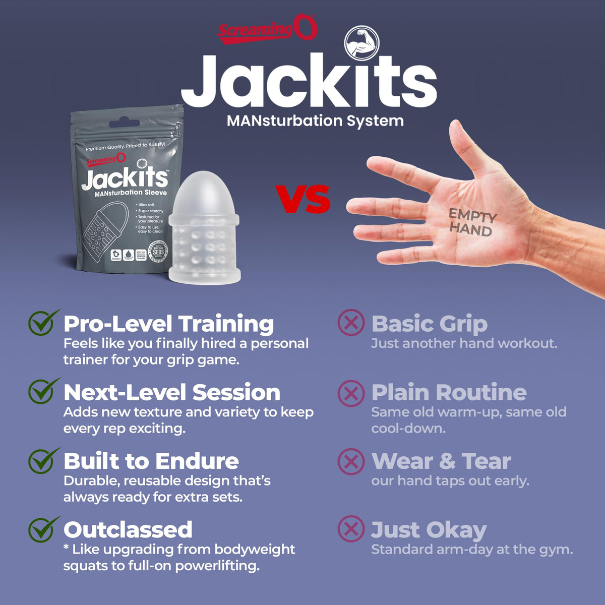 Screaming O Jackits Mansturbation Sleeve in Pop Box, Clear - Solo Toy for Men - Pleasure Enhancer - Male Sex Toy