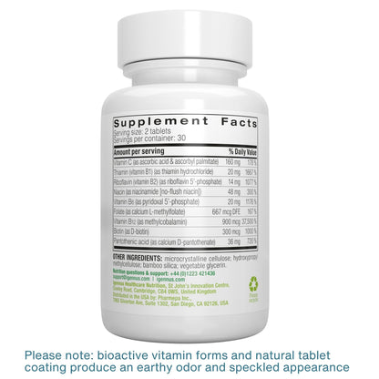 Igennus High Absorption Super B-Complex Methylated & Active B Vitamins - Sustained Release, Clean Label, Energy, Mood & Cognitive Performance, Methylfolate & Methyl B12, Lab Verified, 60 Tablets