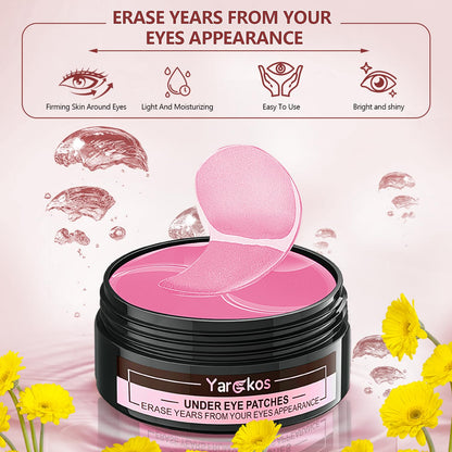 2 Packs Under Eye Patches Kit - 60 Pcs Pink & Green Gel Masks