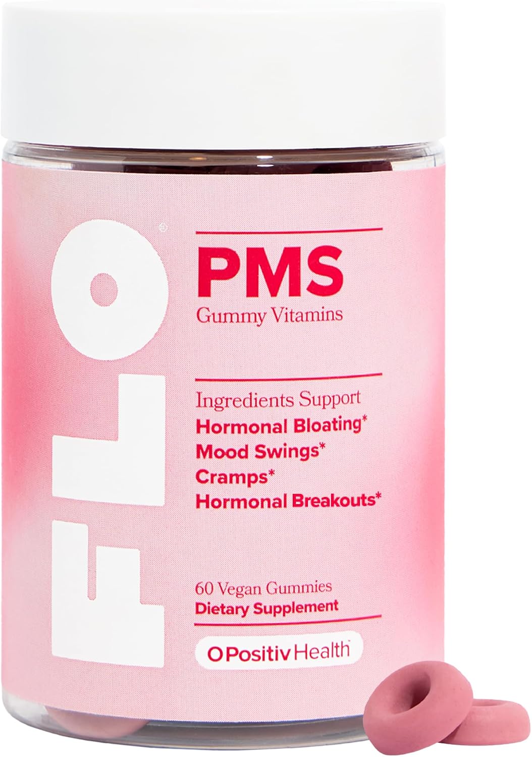 FLO PMS Gummies for Breakouts, Bloating, Cramps, & Mood - 30-Day Supply