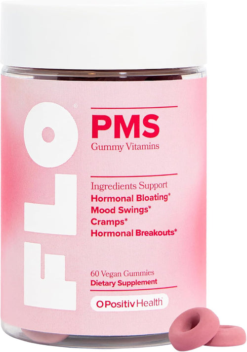 FLO PMS Gummies for Breakouts, Bloating, Cramps, & Mood - 30-Day Supply