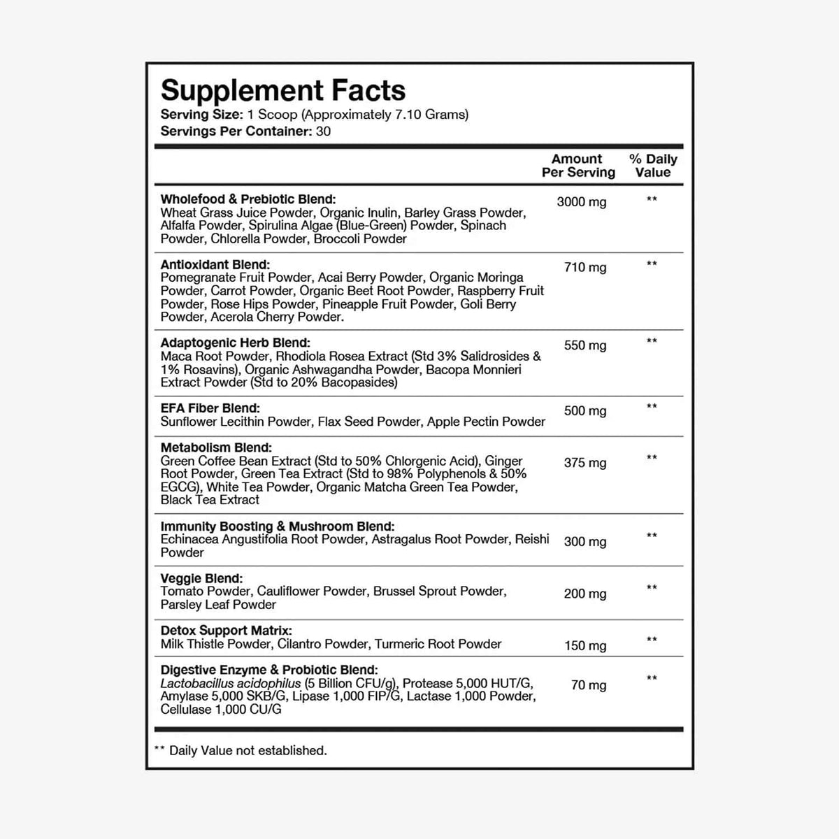Terra Health Essentials Super Greens - Organic Superfood Greens Powder - Gluten-Free Gut-Friendly Probiotics - 30 Servings