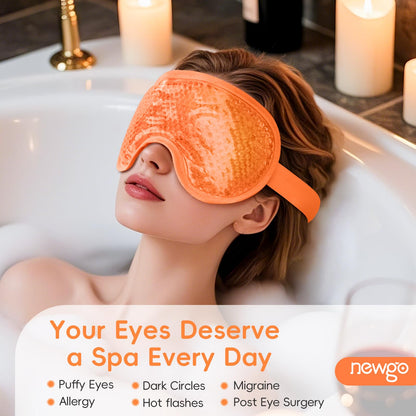 NEWGO Cooling Eye Mask – Cold Ice Pack for Puffy Eyes, Dark Circles, Headache & Stress Relief (Orange)