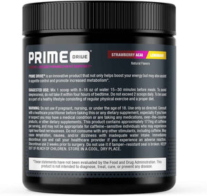 Prime Drive Strawberry Acai Lemonade Pre Workout Energy Drink Powder, Provides Energy, Focus and Intensity, Boosts Metabolism (30 Servings)…