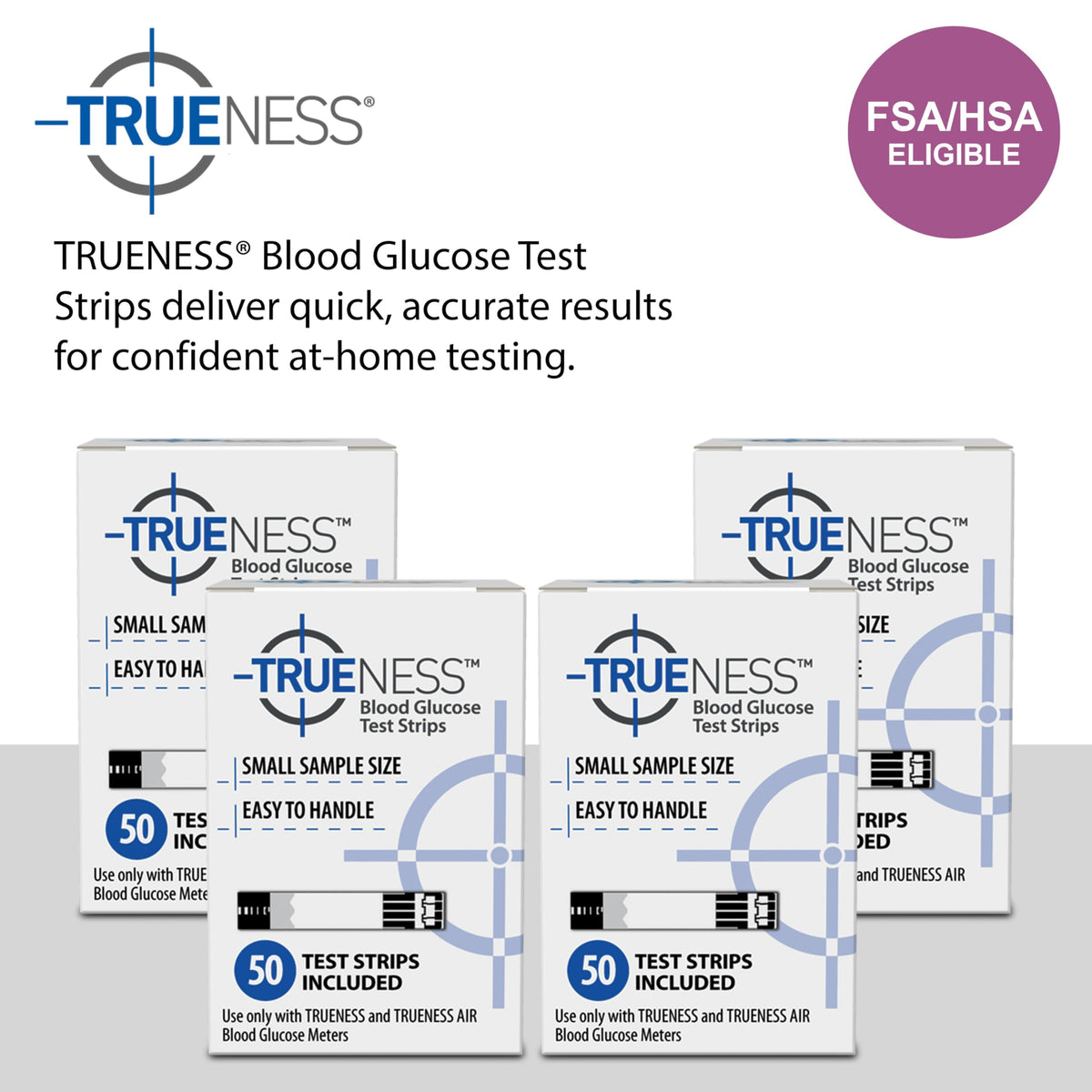 TRUENESS Blood Glucose Test Strips, 50 Count - Blood Glucose Test Strips Compatible with TRUENESS Family of Self Monitoring Blood Glucose Meters, Fast 5 Second Results