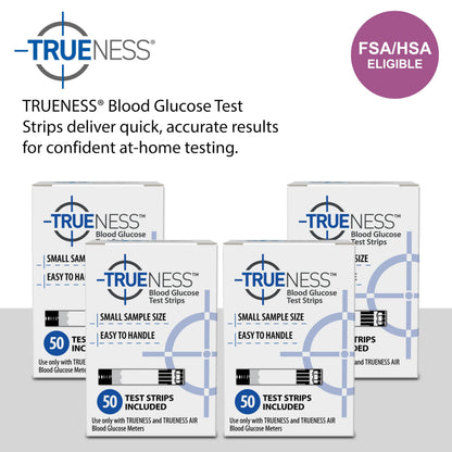 TRUENESS Blood Glucose Test Strips, 50 Count - Blood Glucose Test Strips Compatible with TRUENESS Family of Self Monitoring Blood Glucose Meters, Fast 5 Second Results