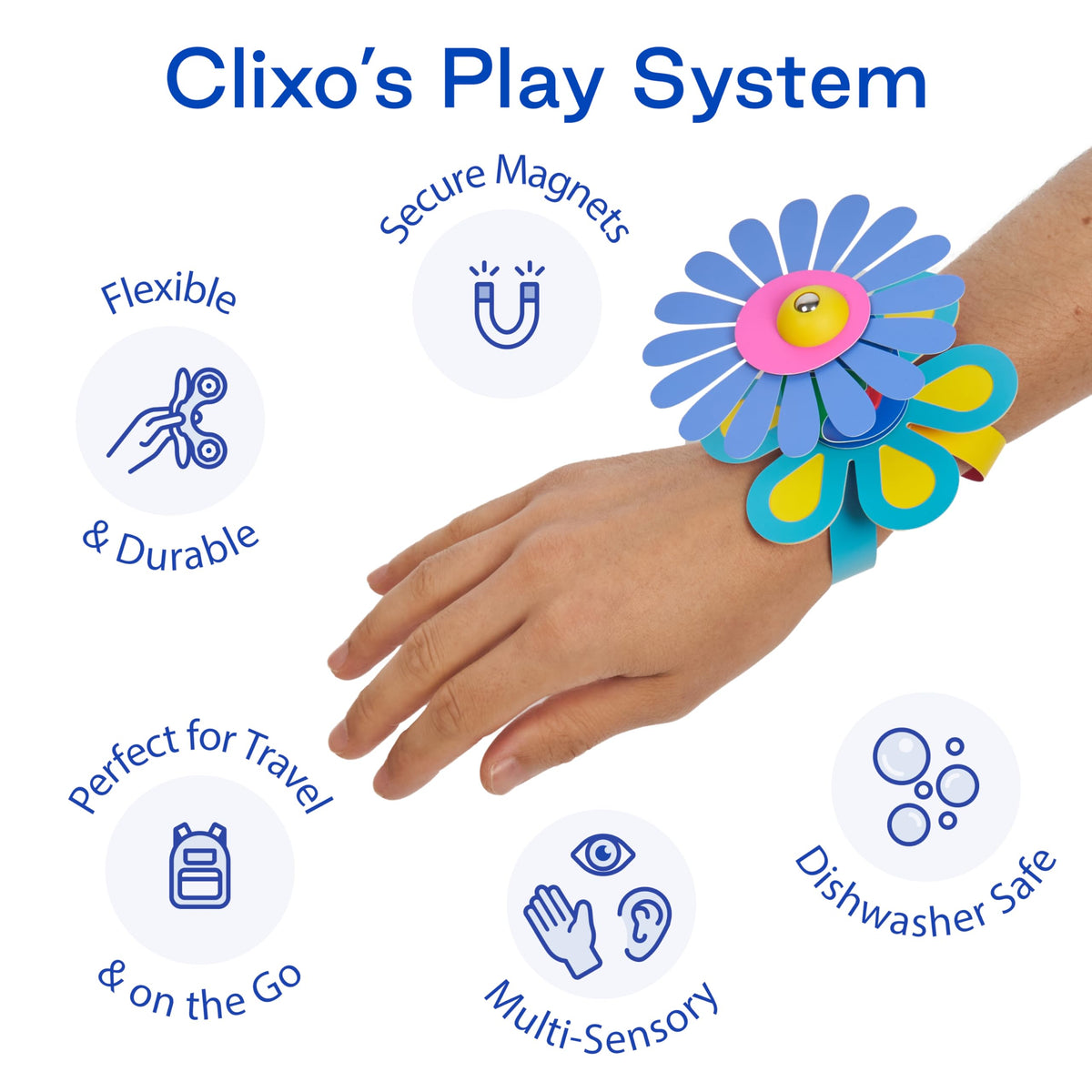 Clixo Rainbow Max 54 Piece Pack - Flexible, Durable, Imagination-Boosting Magnetic Building Toy- Modern, Modular Designs for Hours of STEM Play. A Multi-Sensory Magnet Toy, Travel Friendly. Ages 4-99
