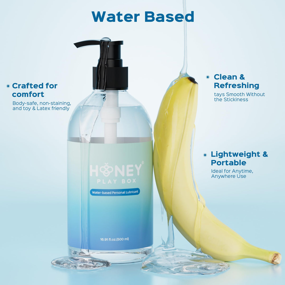 HoneyPlayBox Water Based Lube Personal Lubricant, 16.91 Fl Oz,Toy Safe