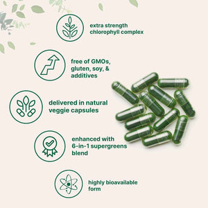 Micro Ingredients Chlorophyll Super Greens Complex - 240 Veggie Capsules with Parsley, Moringa, Spirulina, Chlorella, & More - Gluten-Free, No Additives