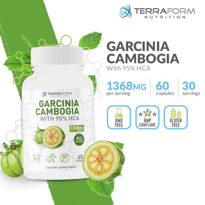 100% Pure Garcinia Cambogia Extract – 95% Natural HCA 1368mg per Serving – Fast Weight Loss Support, All-Natural Appetite Suppressant – for Men & Women - 30 Servings