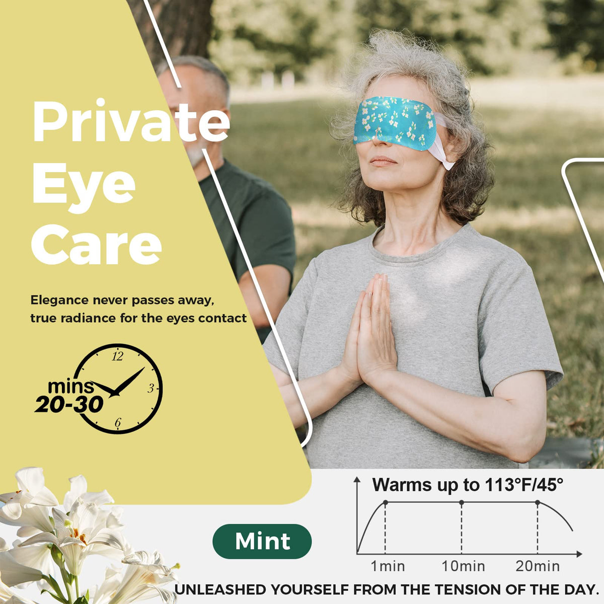 16-Pack Jasmine Steam Eye Masks – Refreshing Warm Compress for Dry Eyes, Tired Eyes & Dark Circles | Disposable Heat Sleep Mask | Travel Ready Spa Set