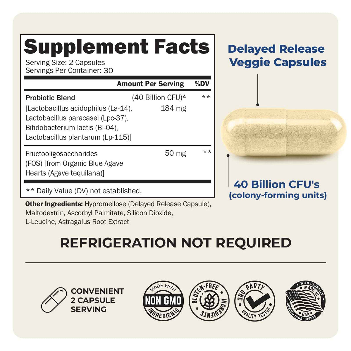 BioSchwartz Daily Probiotic Nutritional Supplement - 40 Billion CFU for Gut Health - Probiotics for Men and Women - Digestive Health with Astragalus