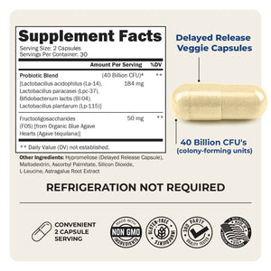 BioSchwartz Daily Probiotic Nutritional Supplement - 40 Billion CFU for Gut Health - Probiotics for Men and Women - Digestive Health with Astragalus