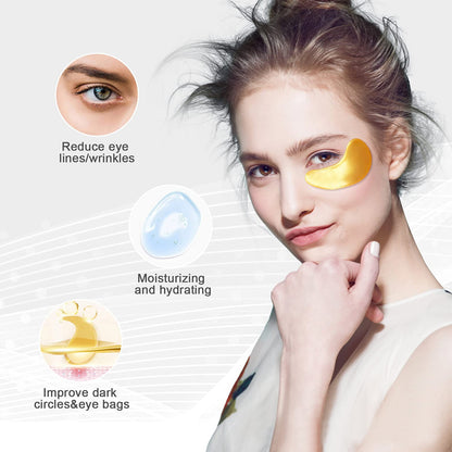 Permotary 24K Gold Crystal Collagen Eye Masks - Valentine's Day Gift (30 Pairs)